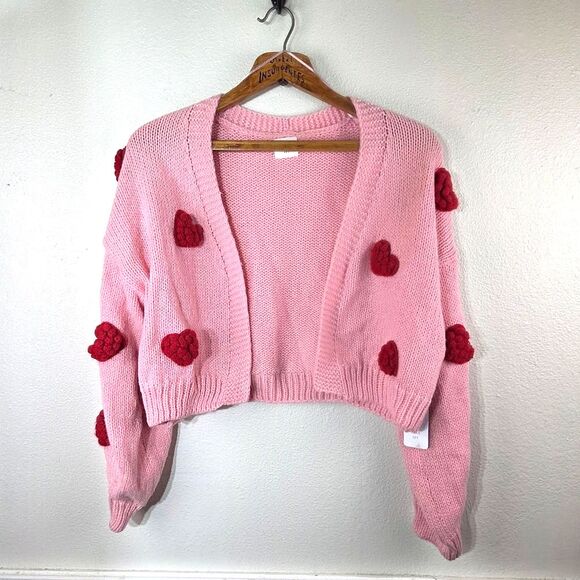 Sweaters - Luna Ivy Women's NWT Pink Heart-Embellished Women's Sweater Size Medium